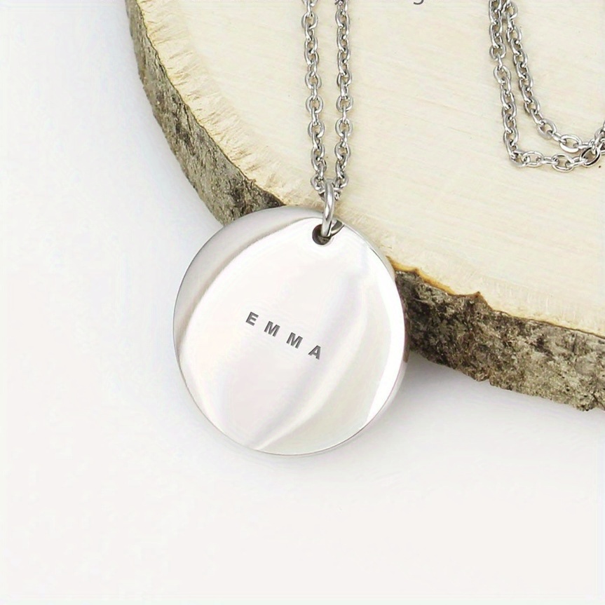 TEMU Customized Stainless Steel Round Plate Necklace That Does Not Fade, Fashionable And Personalized Accessories, Trendy Matching Accessories, Diy