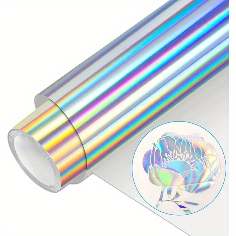 Image of Christmas Silvery Chrome Heat Transfer Vinyl - 10"x3ft Mirror Metallic On Vinyl, Metallic Foil Vinyl Roll For T-shirts, Chrome Easy To Cut &