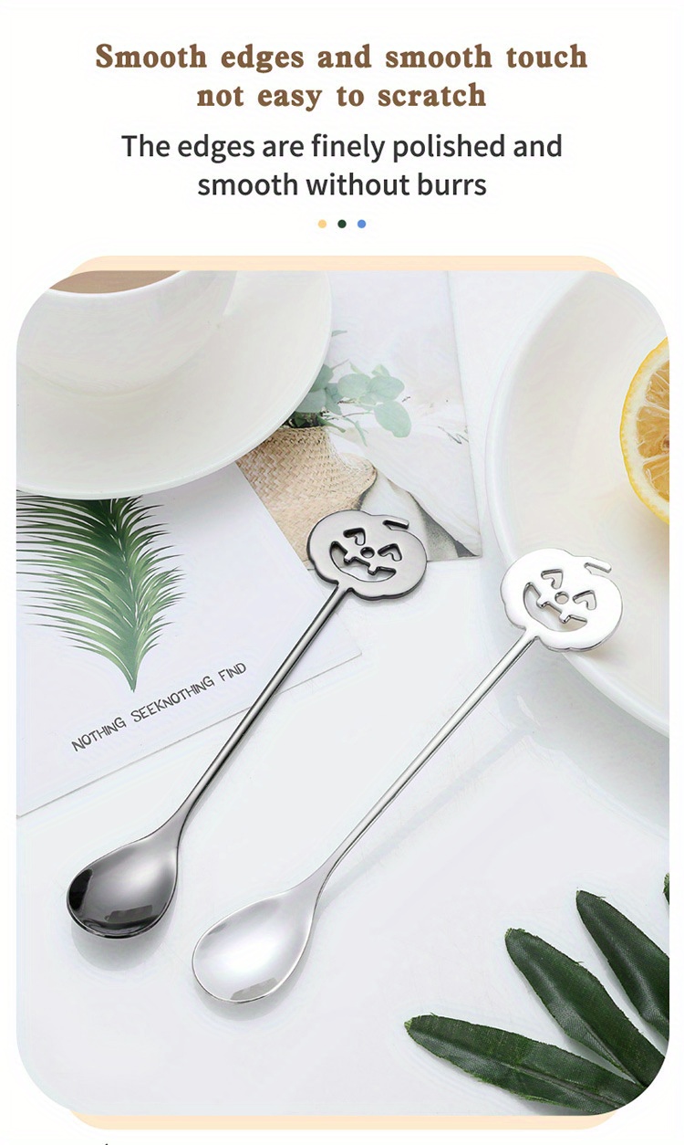 kitchen accessories tableware set stainless steel   coffee stirring spoon dessert stirring spoon halloween special spoon details 5