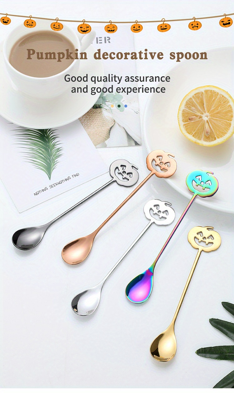 kitchen accessories tableware set stainless steel   coffee stirring spoon dessert stirring spoon halloween special spoon details 8