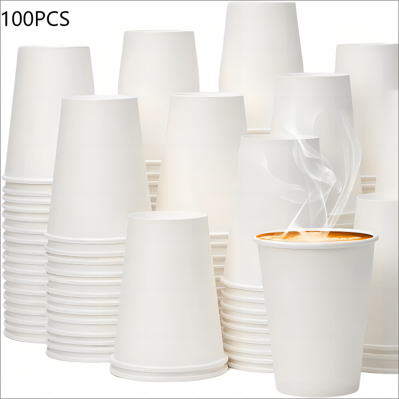 Coffee Cup [8oz 50/100/pack], White Paper Cup, Takeaway Hot Cup, Suitable For Coffee, Hot Liquids, Chocolate, Juice, Hot Beverage Drinking Cups, Ideal For Cafes, Businesses