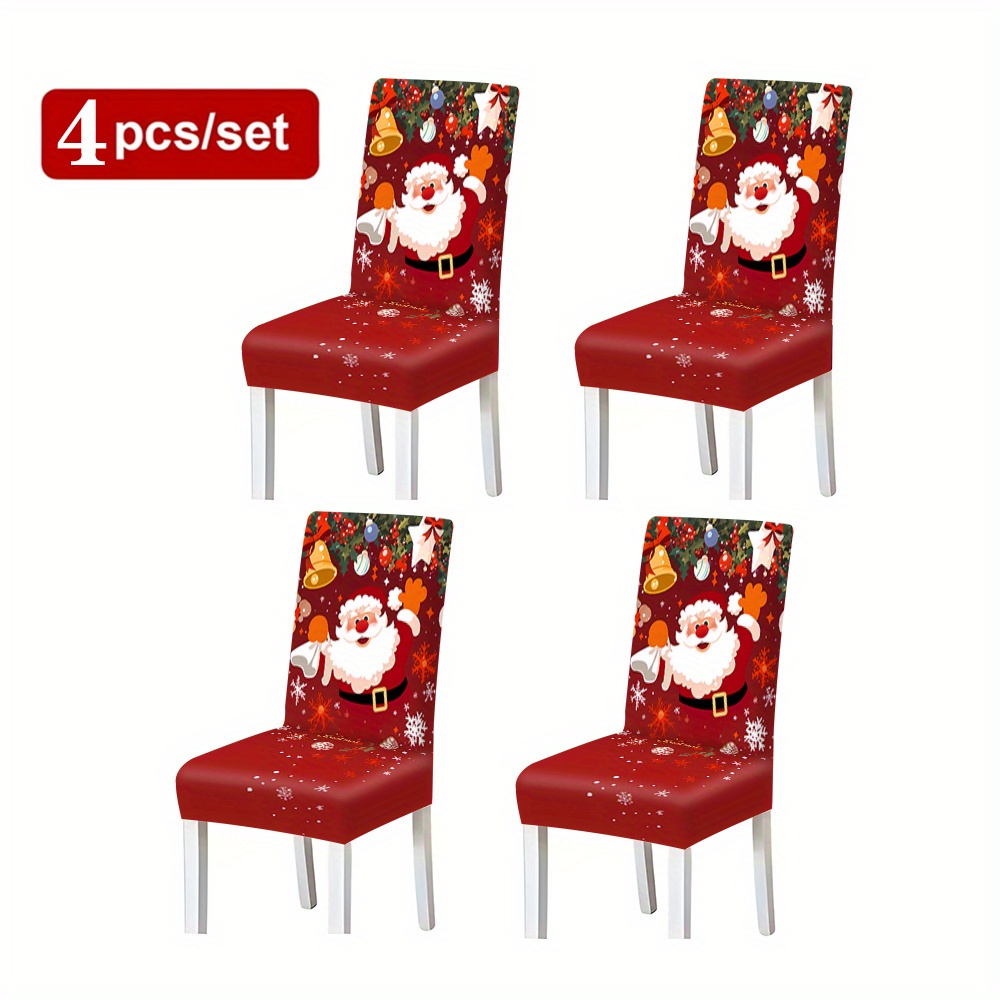TEMU Creative Christmas Series Patterns In 2/4/6pcs, Modern Stylish Chair Covers, Universal Chair Covers For With Integrated Backrest, Home Set