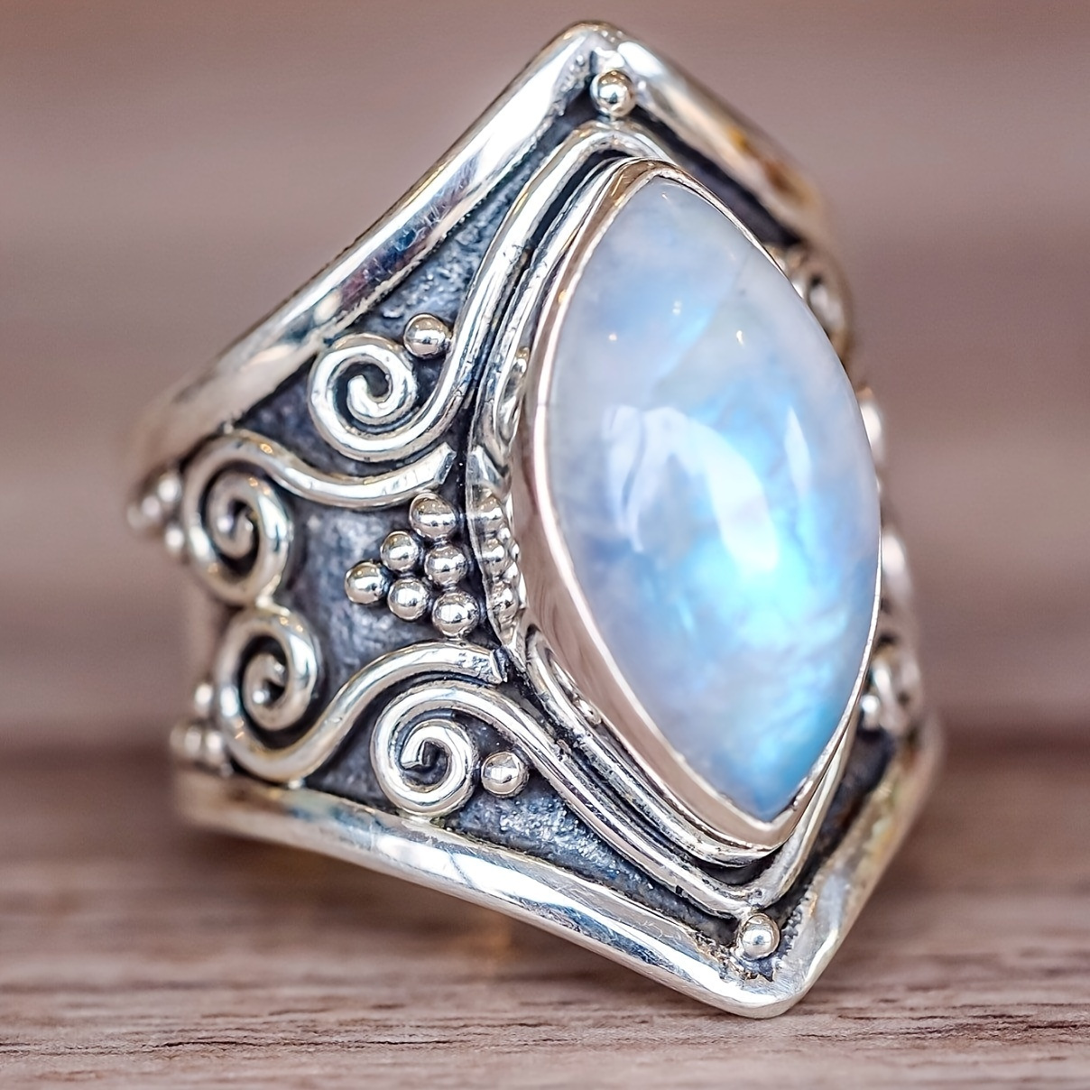 

Vintage Bohemian Party Ring In Silver Color
