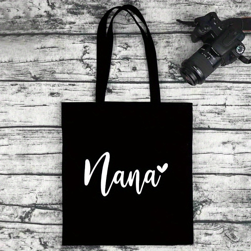 TEMU Printed Canvas Tote Bag - Large Capacity, No Closure, Shoulder Handbag For Women - Casual Shopping, School, Beach, Travel Bag