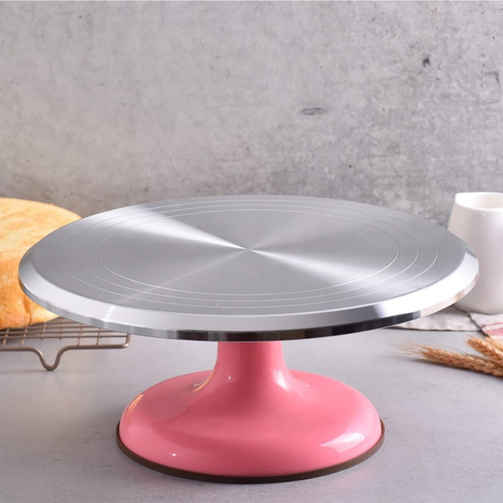 

Aluminum Turntable For Cake, Cake Stand Turntable, Cake Turntable, Stable Revolving Cake Decorating Stand 10 Inch For Chefs For Cake Decorating Supplies (pink)