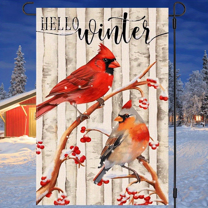 

Double-sided Hello Winter Garden Flag - Weatherproof Polyester Burlap, Machine Washable, And Snow Design, Multipurpose Outdoor Decorative Banner 12x18 Inch - No Electricity Needed