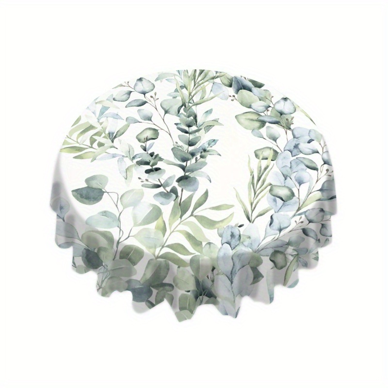 

Elegant Round Tablecloth With Floral Print - Waterproof, Oil-resistant Polyester, Non-slip Kitchen & Dining Decor