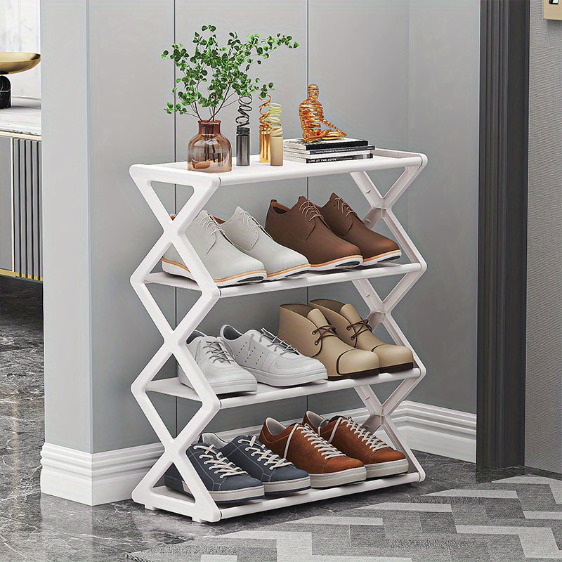 

Polypropylene X-shaped Free Standing Shoe Organizer, Easy Assembly Floor Mount Shoe Rack For Various Room Types