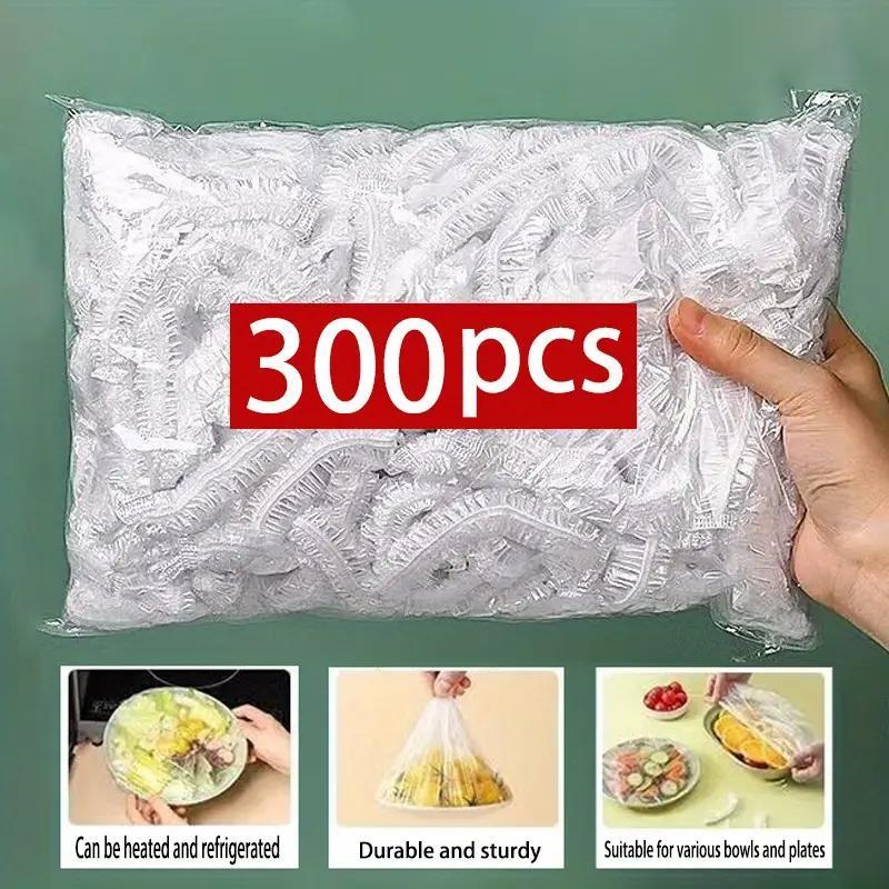 

100/200/300/500pcs Disposable Plastic Food Storage Bags With Elastic Closure - Kitchen Supplies