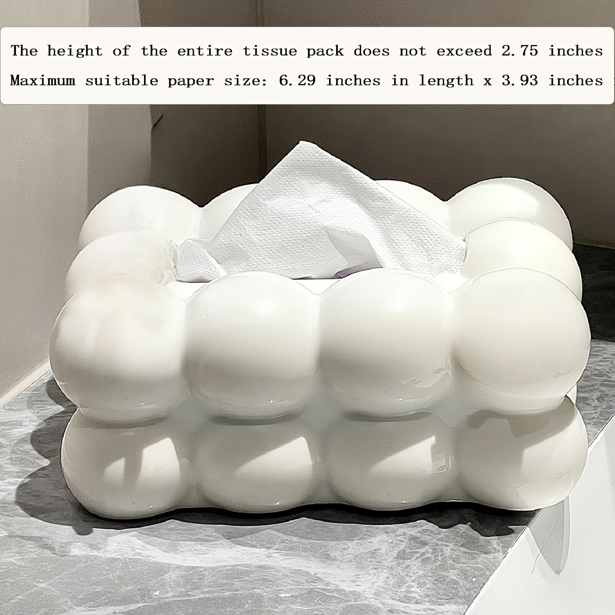 1pc light luxury tissue   room premium household tissue box bubble shape plastic draw paper box napkin paper box home supplies 7 87 5 51 3 54 Product details 1