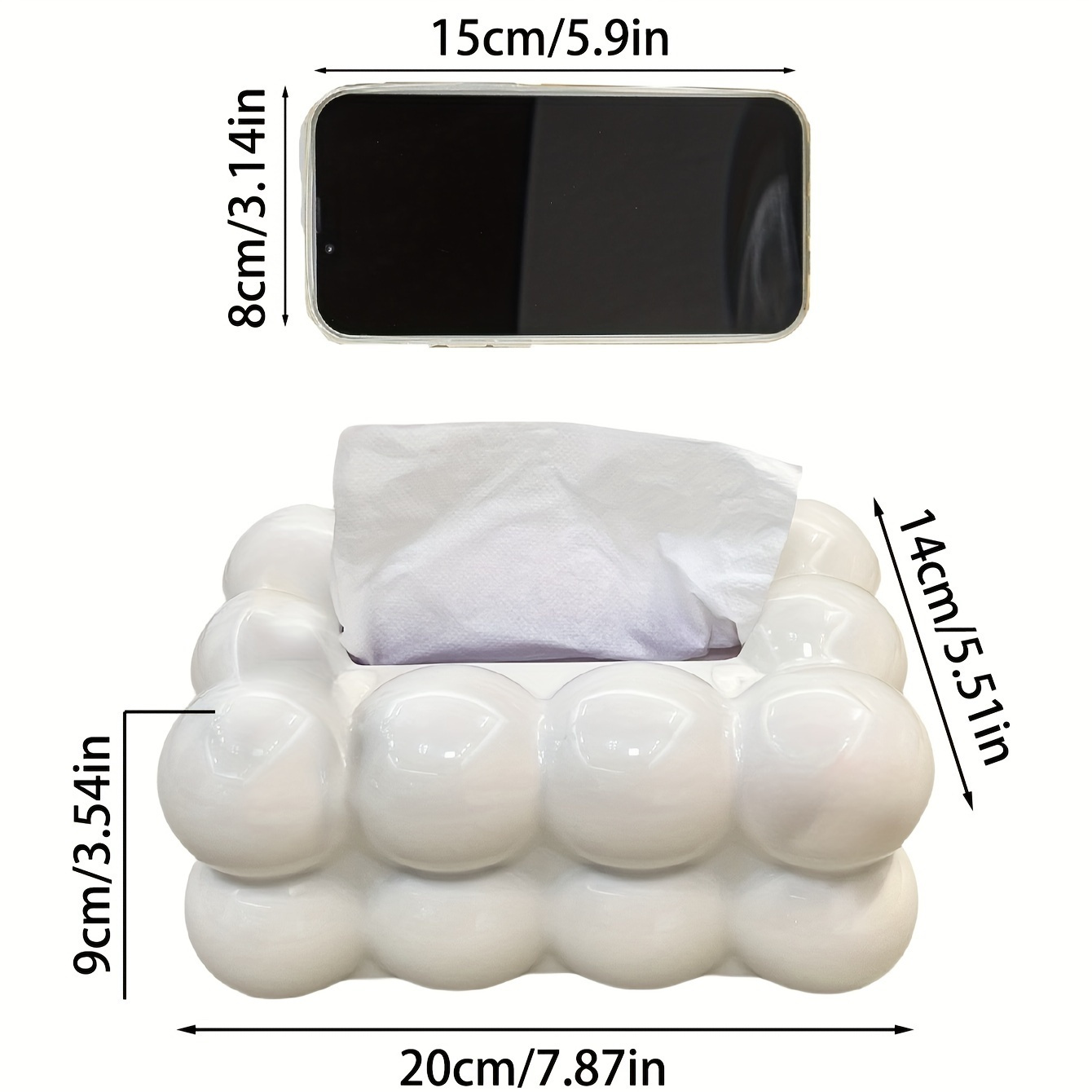 1pc light luxury tissue   room premium household tissue box bubble shape plastic draw paper box napkin paper box home supplies 7 87 5 51 3 54 Product details 2