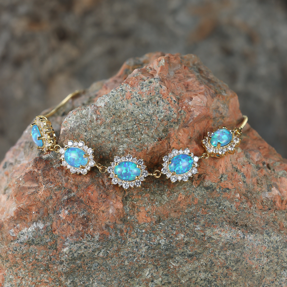 Opal Sunflower Pendant Bracelet Retro Beaded Drawstring Wristband