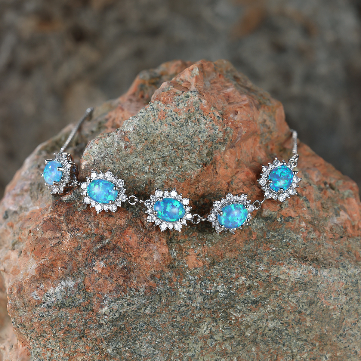 Opal Sunflower Pendant Bracelet Retro Beaded Drawstring Wristband