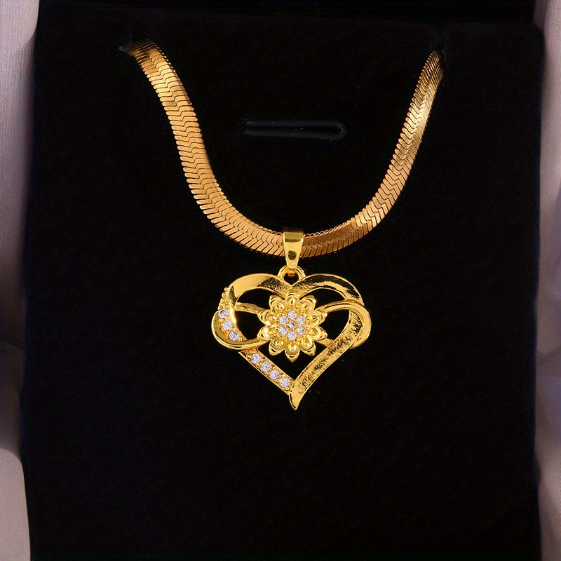 1 Fashionable Infinity Heart Sunflower Pendant Necklace for Women