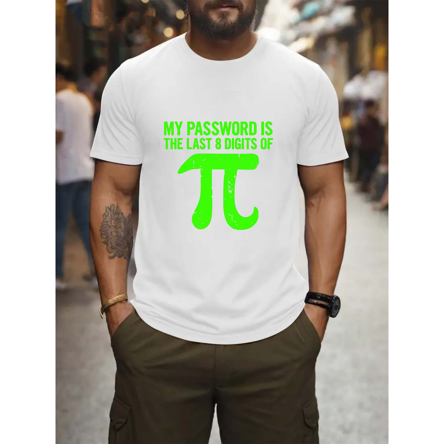 

Math Element Print Men's T-shirt - Soft, Breathable, And Comfortable For All Seasons - Regular Fit, Slight Stretch, And Knit Fabric