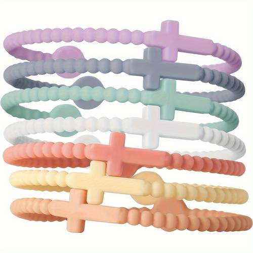 5/10 piezas brazalete cruz de silicona, pulsera, regalos religiosos para mujeres/hombres