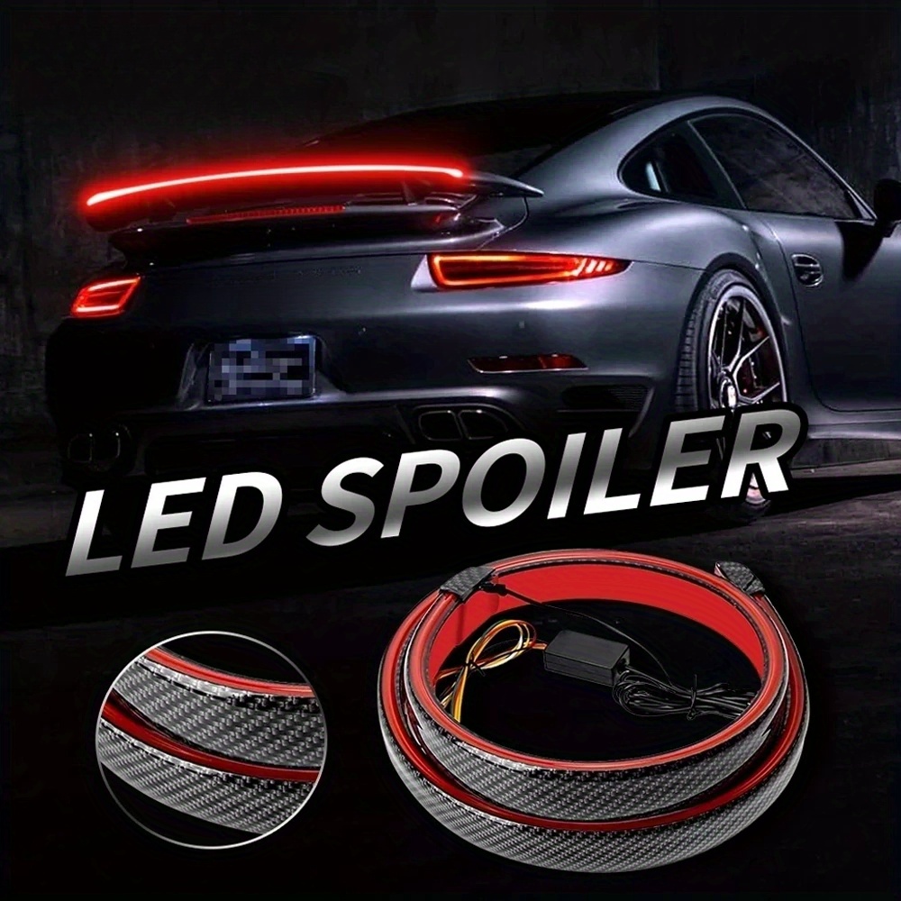 

130cm Carbon Fiber Led Spoiler Lights Kit - 12v Trunk & Rear Wing Lighting For Enhanced Driving Visibility