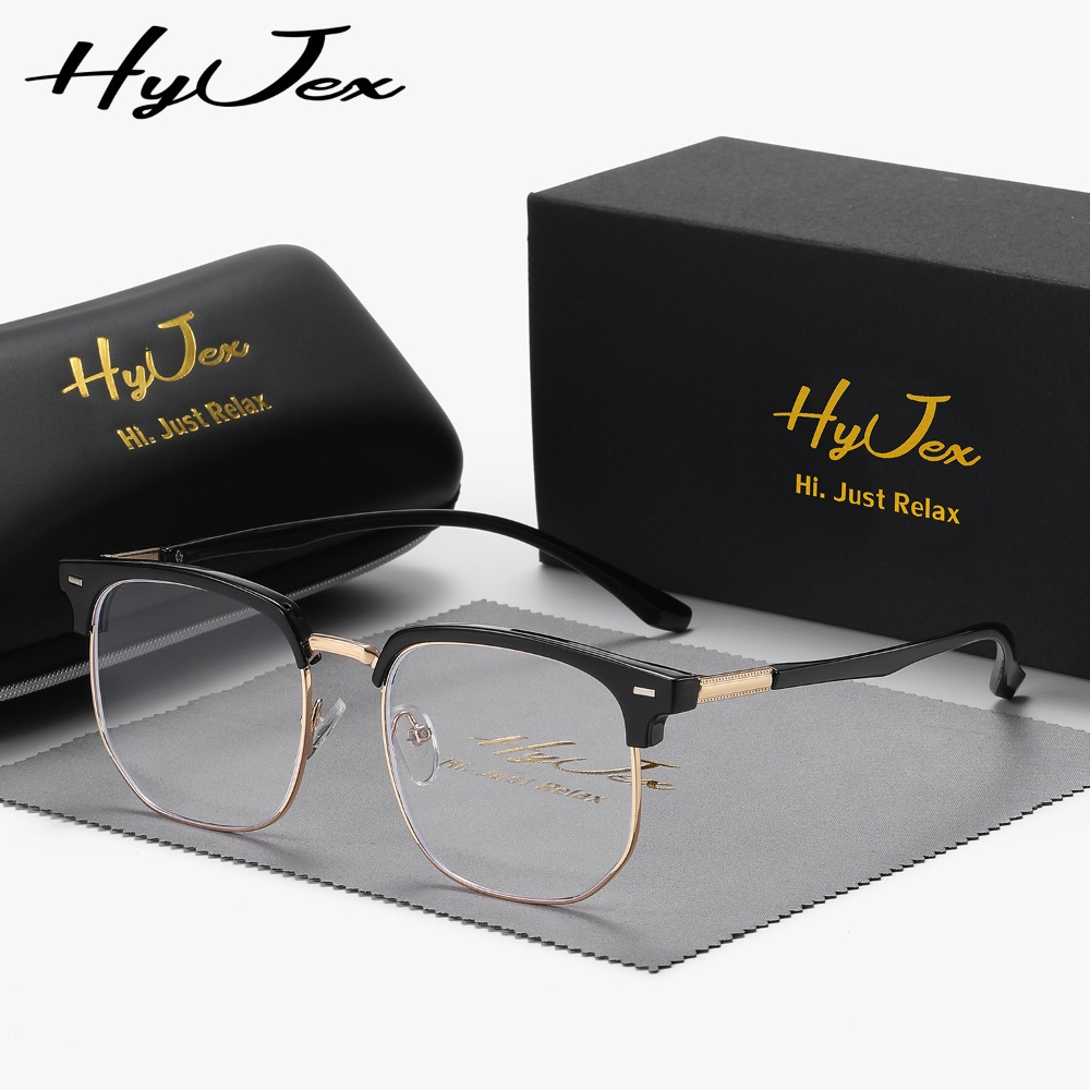 

Hyjex Men's And Women' Fashion Simple Frame Glasses Retro Literary Half Frame Flat Glasses