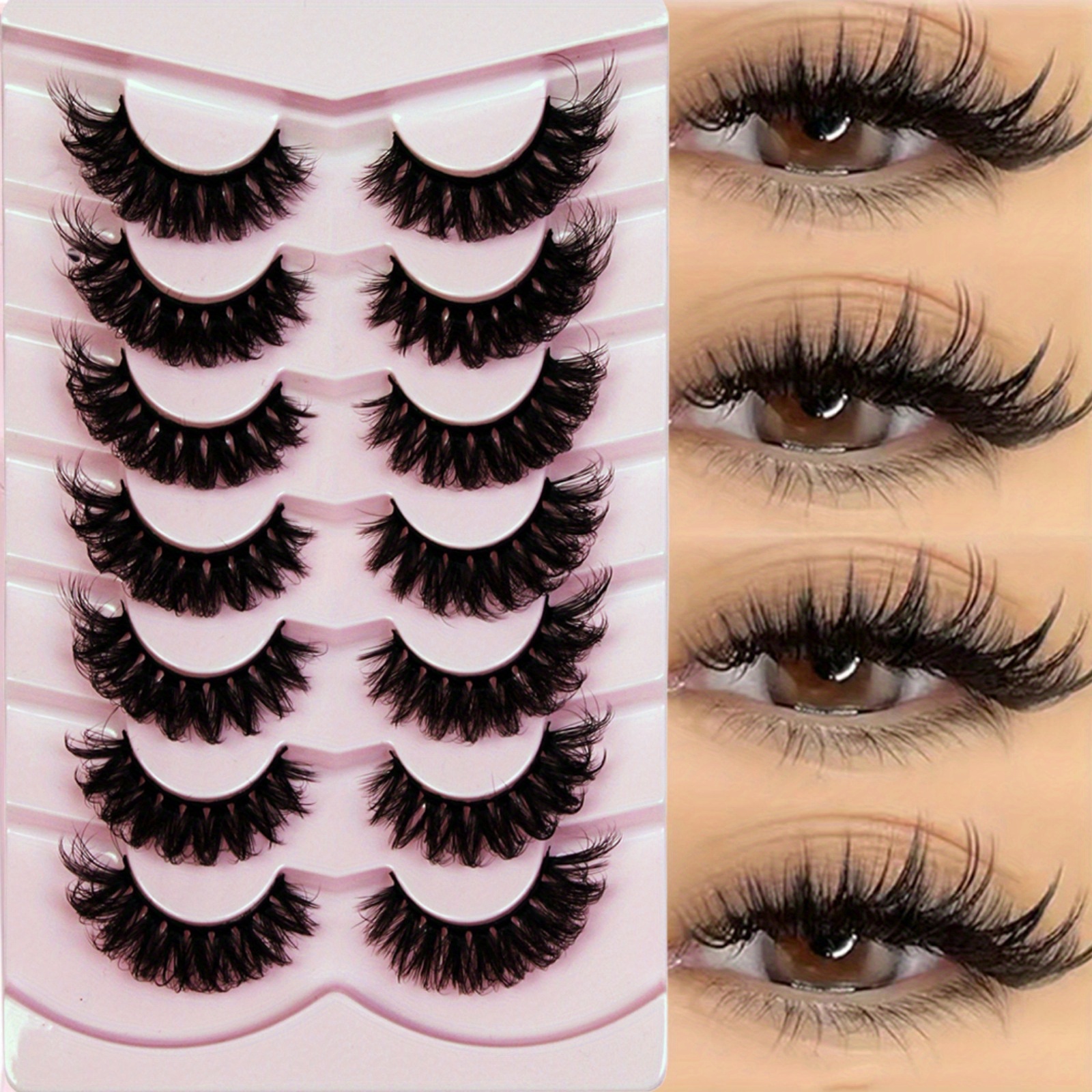 

3boxes (21pairs) False Eyelashes Wispy Lashes Natural Look Fake Eyelashes Cat Eye Lashes Faux Mink Fluffy Strip False Lashes Pack