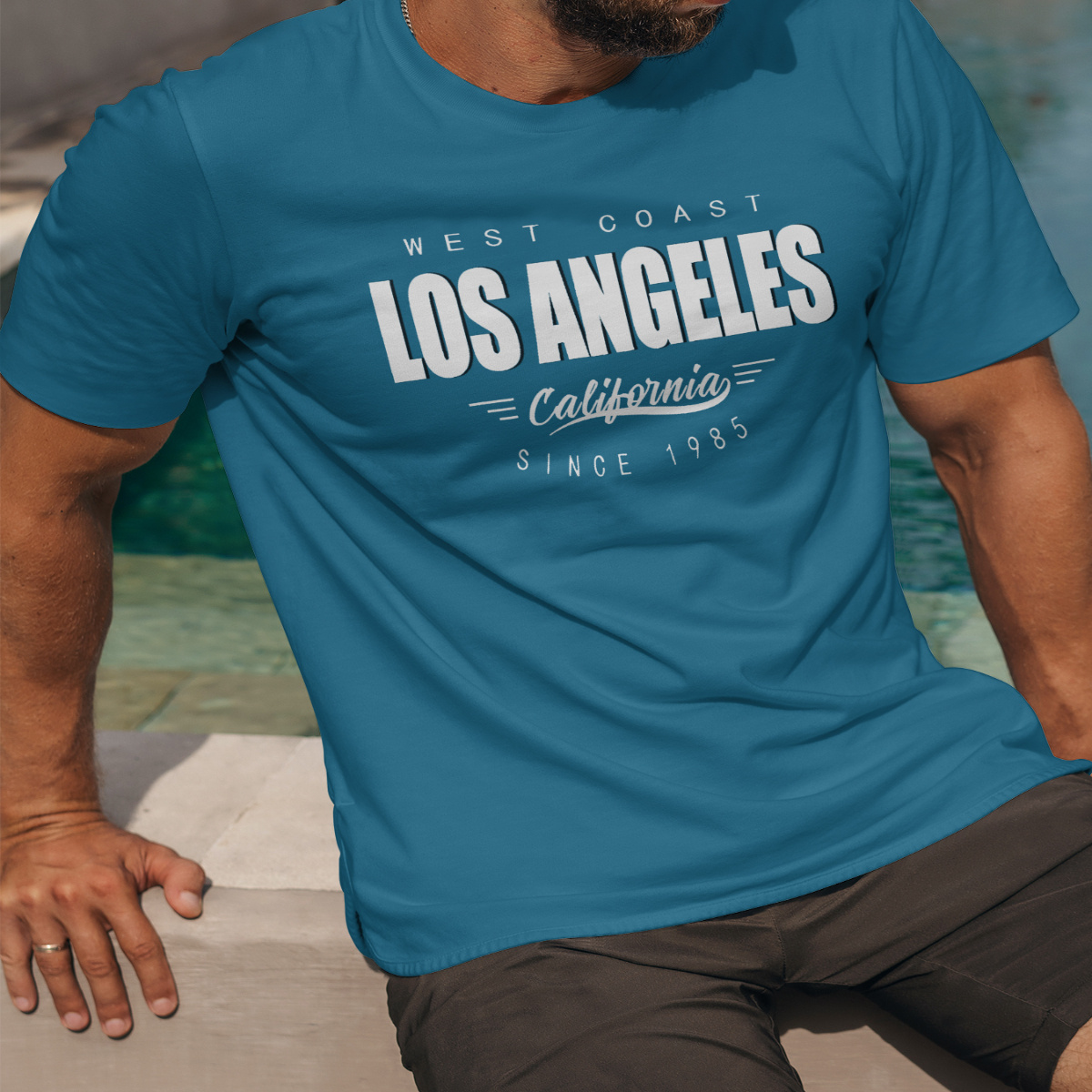 

Men's Los Angeles Graphic Print T-shirt, Short Sleeve Crew Neck Tee, Men's Clothing For Summer Outdoor