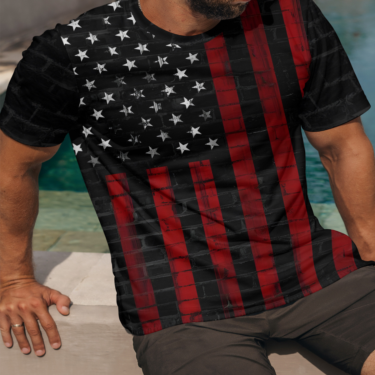 

Men's 3d T-shirt - Breathable, Stretchy Polyester | Summer Sports & Casual Wear With Round Neck