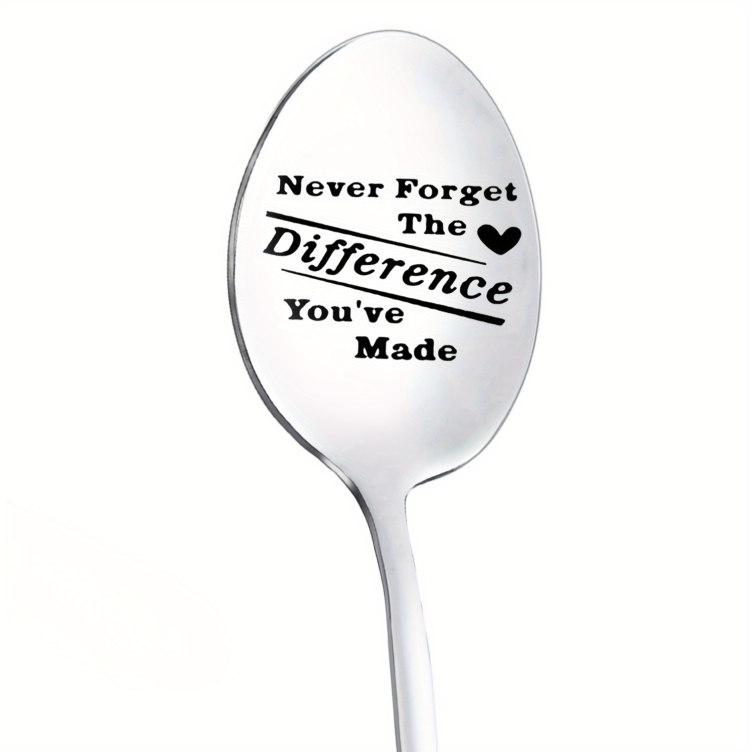 TEMU 1pc Engraved Stainless Steel Spoon With Inspirational Quote - Versatile Use For Coffee, Tea, Dessert - Ideal Gift For Valentine's, Birthdays,