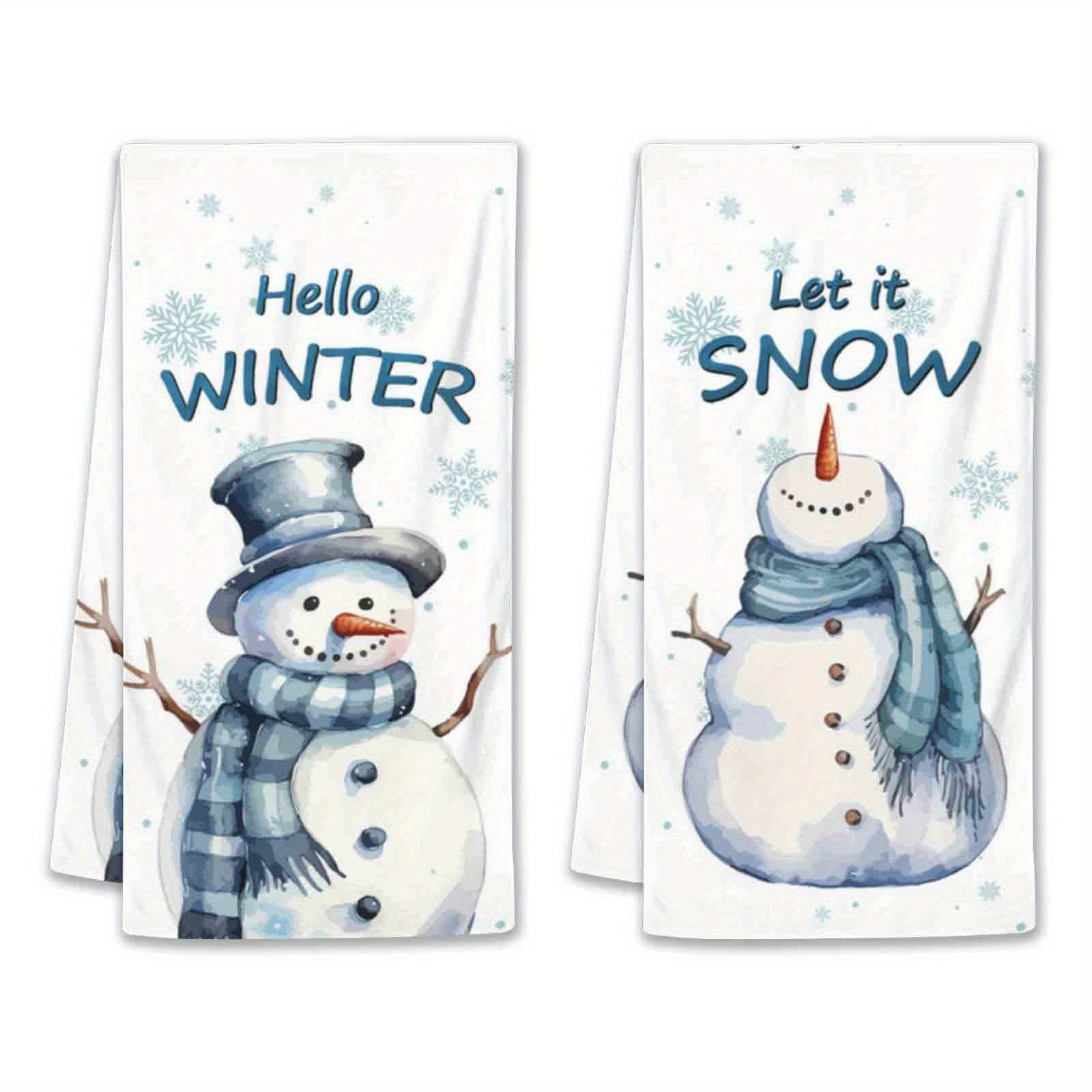 

2-pack Modern Polyester Non-woven Dish Towels, Hand Wash Only, Super Soft Terry Character-themed Snowman, Patterned Christmas Kitchen Hand Towels For Seasonal Decor, 18x26 Inches