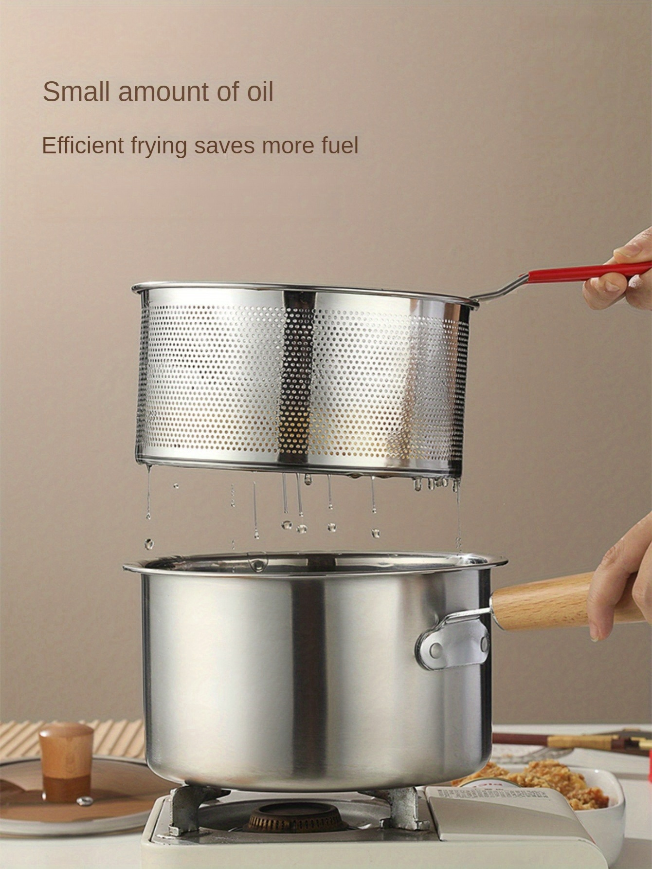 304 stainless steel strainer basket for cooking no coating shedding problem suitable for all kinds of cooking details 2