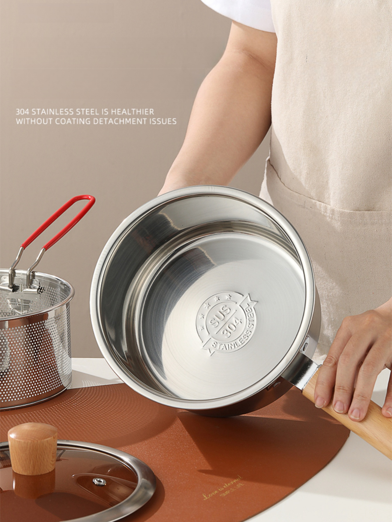 304 stainless steel strainer basket for cooking no coating shedding problem suitable for all kinds of cooking details 10