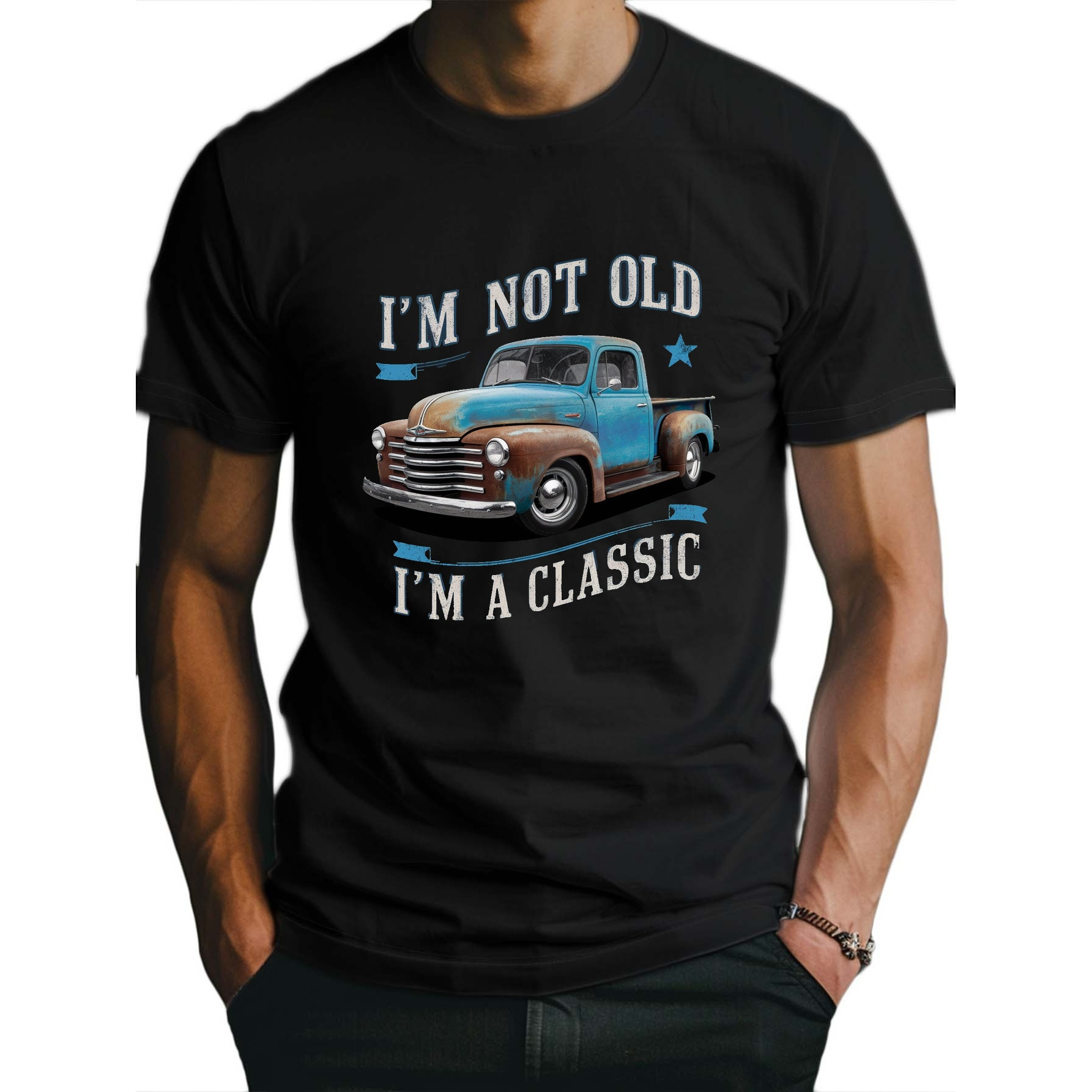 

Truck Vintage Fitted Men's T-shirt, Sweat-wicking And Freedom Of Movement
