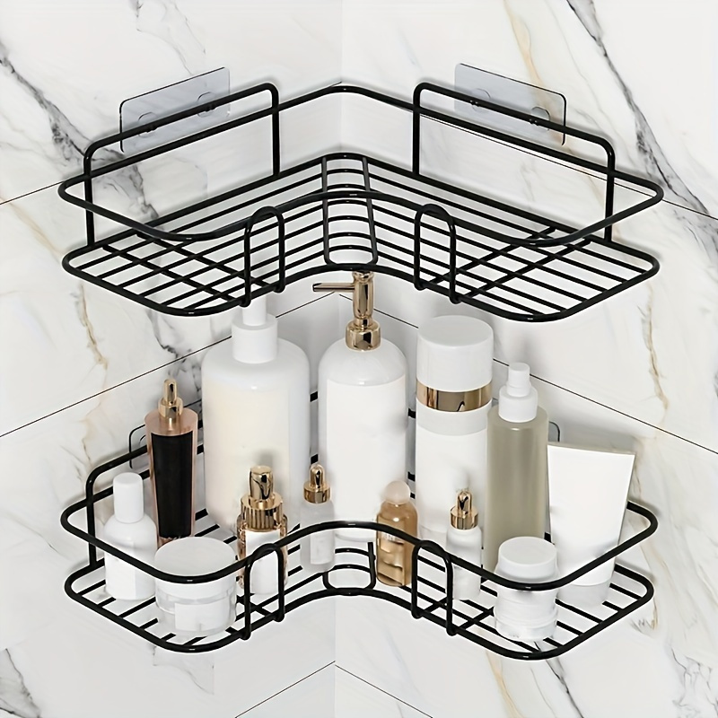 

1pc Wrought Iron Wall Mount Shower Caddy, Corner Shelf, Organizer For Shampoo And Soap, Lightweight Bathroom Storage Rack Basket, Bathroom Accessories