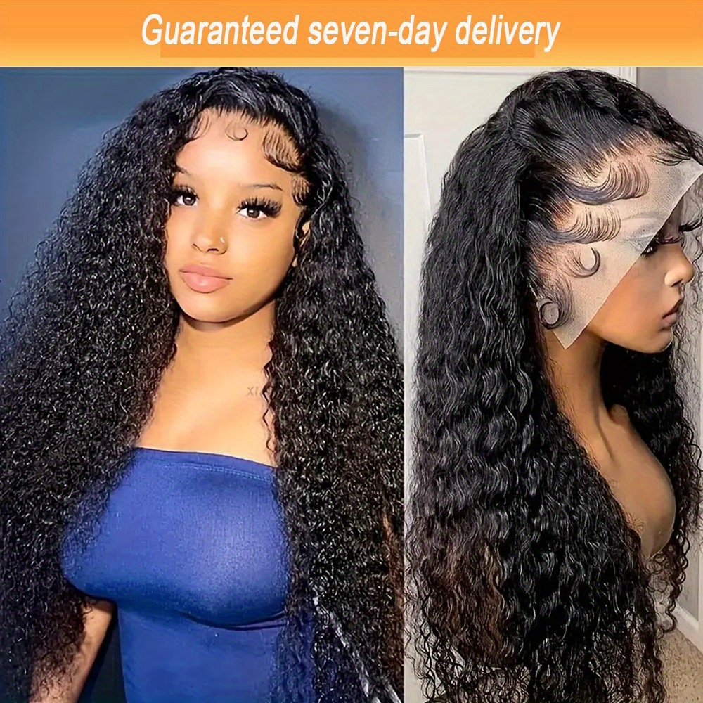 180 density deep curly lace front wigs romantic wet wavy - Temu display picture 1