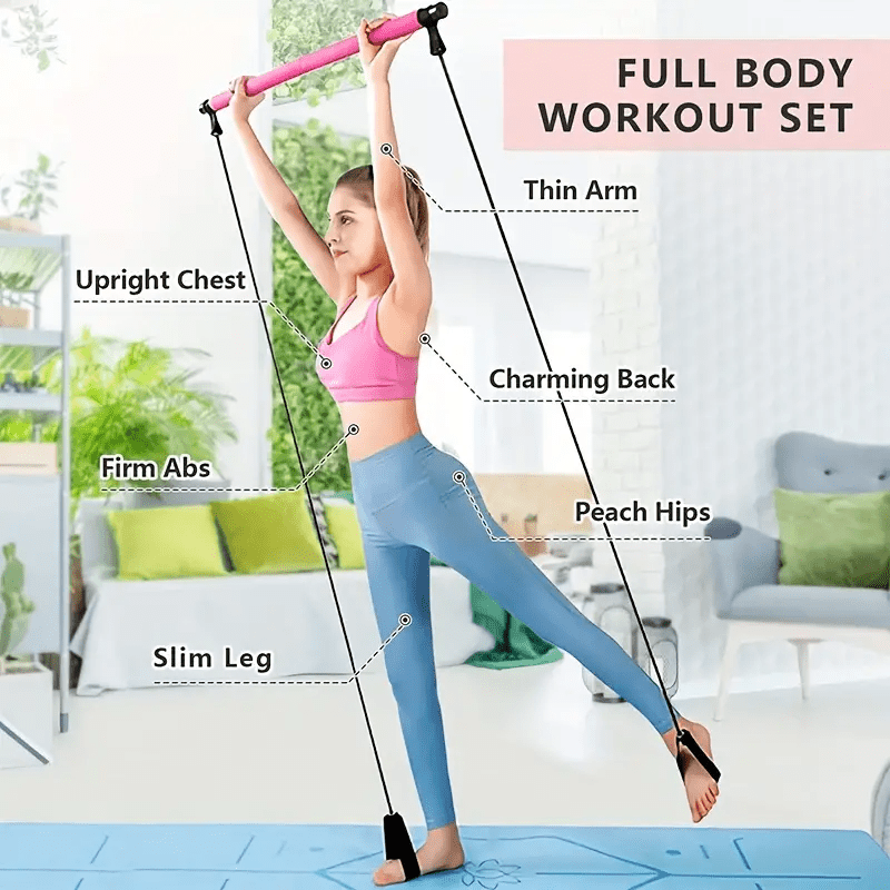 Foam Exercise Pilates Bar With Bands - Uncharged Fitness Equipment For ...