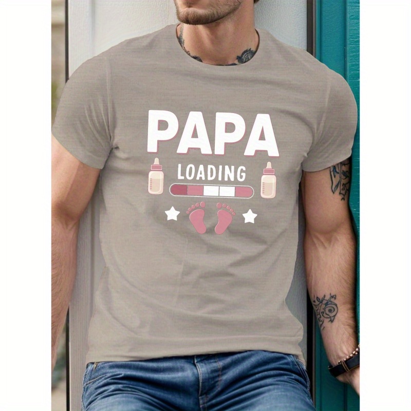 

PAPA LOADING Autocollants Impression T-shirt à manches courtes, Décontracté Confortable Polyvalent Haut Tee, Vêtements de Loisirs Quotidiens Printemps/Été pour Hommes