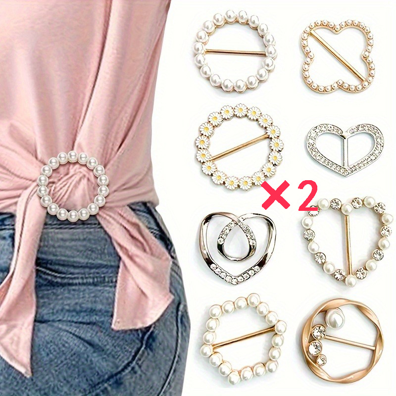 TEMU 16-piece Elegant Pearl Brooch Set - Heart-shaped - Stylish Sweater & Coat Pins - Versatile Fashion Badge Accessories For Casual & Formal Attire