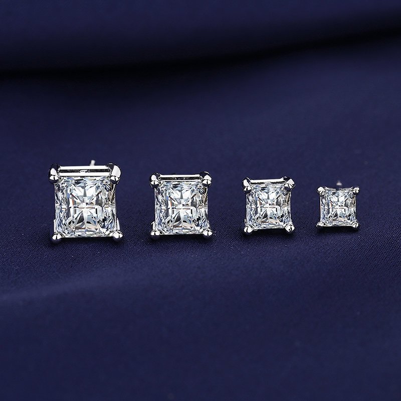 

4 Pairs/set - Dazzling Square Zirconia Earrings - Sparkling Simulated Diamond Jewelry - Elegant And Fashionable, Suitable For Daily Or Occasional Wear