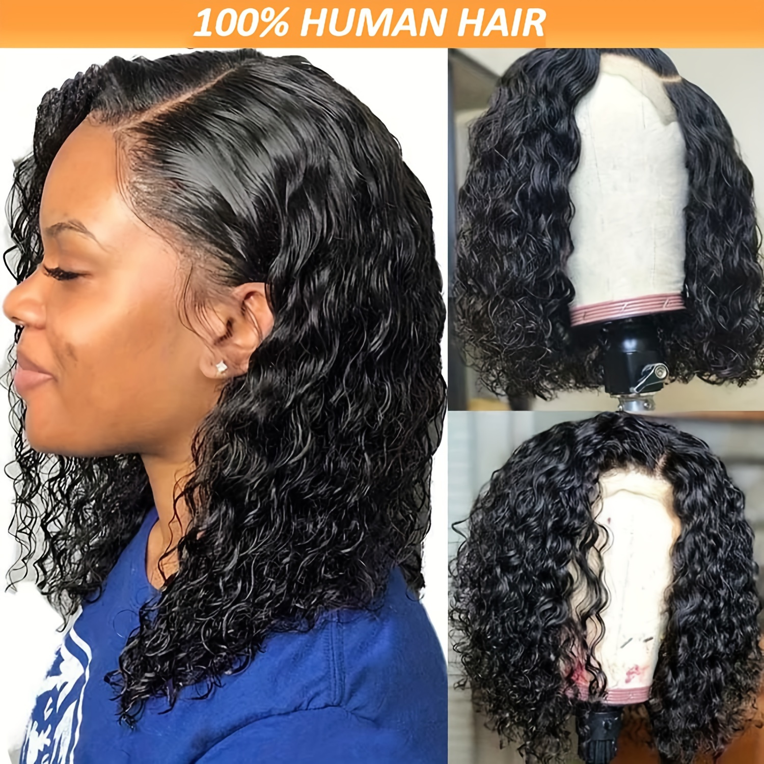 

Curly Bob Wigs Human Hair 13x4 Hd Transparent Lace Front Human Hair Wigs For Women Deep Wave Frontal Wigs Pre Plucked With Baby Hair Natural Hairline 150% Density 10-16 Inches