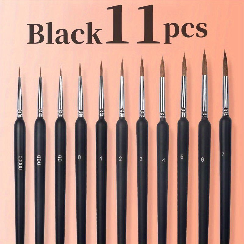 

11 Paint Brush Set Miniature Brushes For Fine Detail And Artistic Painting - Acrylic, Watercolor, Oil Brush, Stone Painting Detail Tracing, Line Drawing Pen, Small Pointed Pen