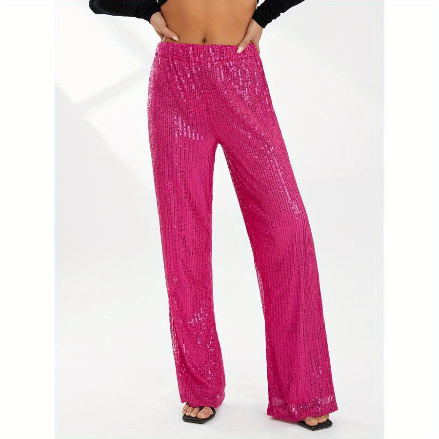 

Women Leg Pants, Sequins Decor Waist Pants For Female