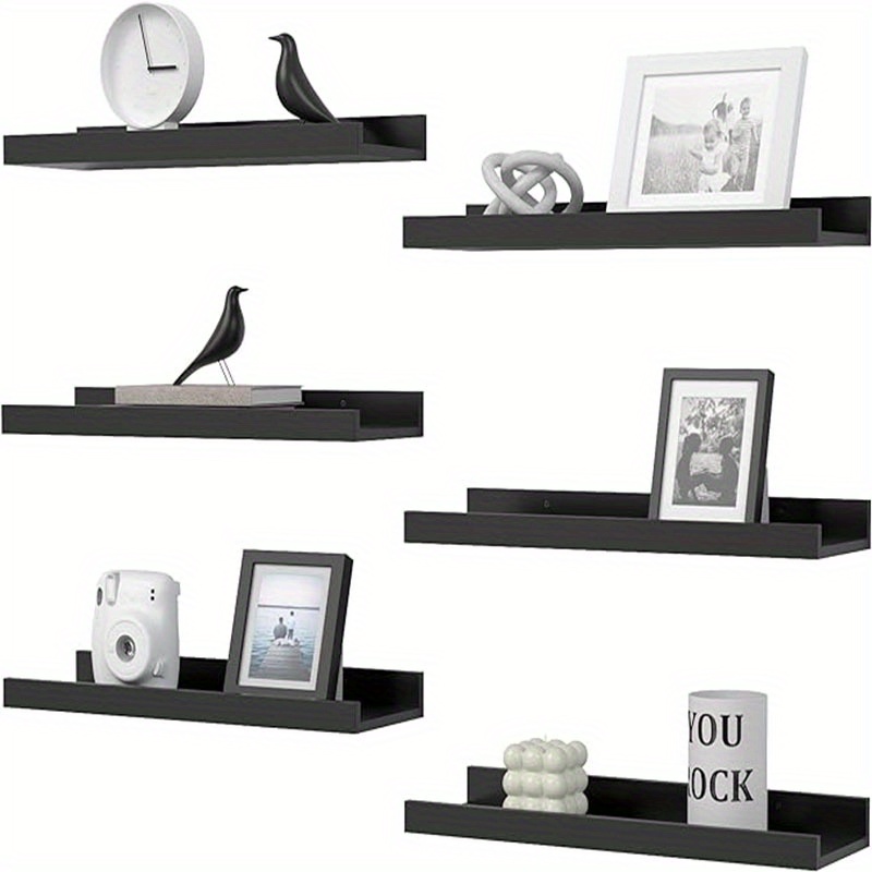 

Buy 3 Get , Of 6 Pcs Wooden Floating Shelves - Or Mounted Organizer - & Display For , , Bathroom & Bedroom Decor