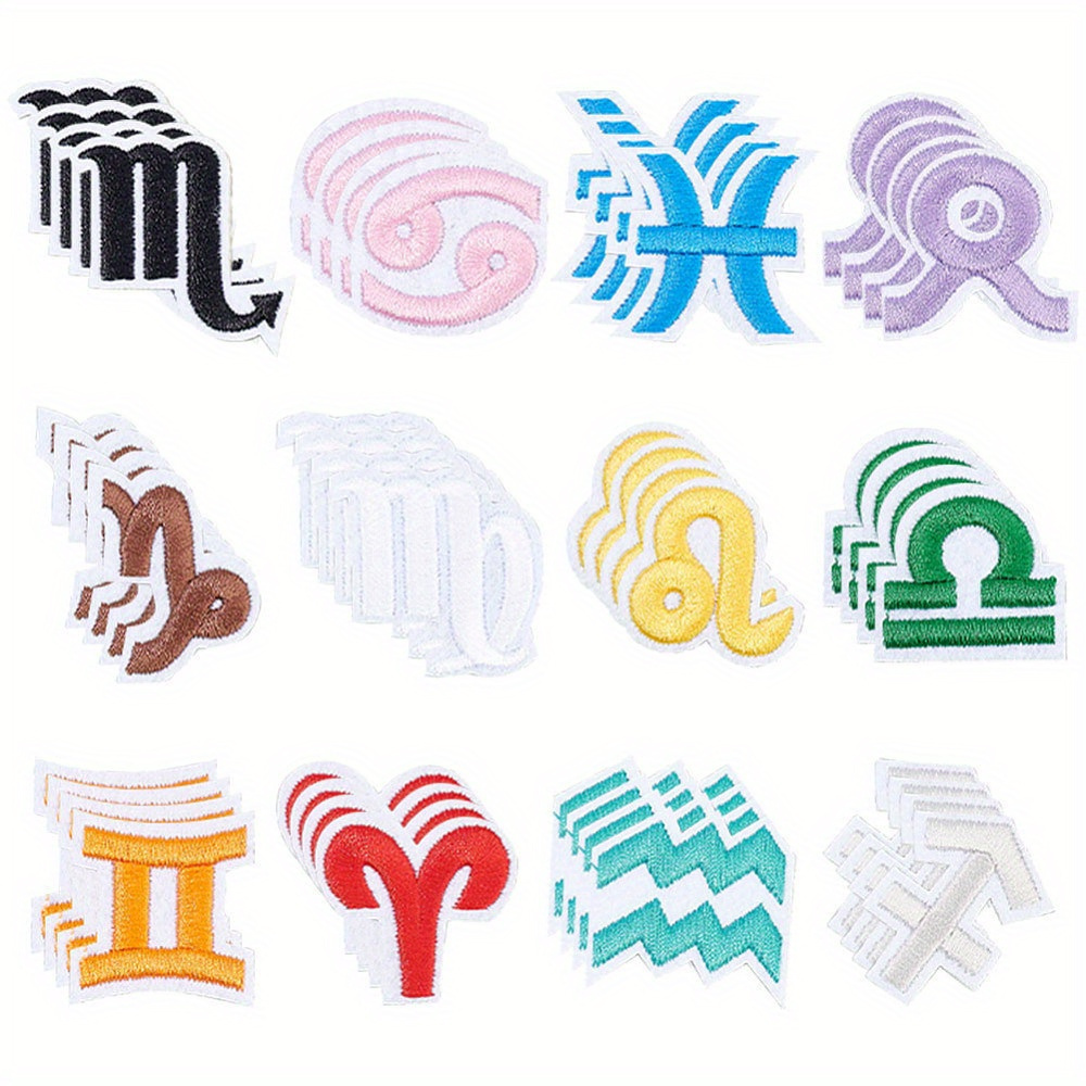 

48pcs Signs Iron-on Patches, Assorted , Embroidered Cloth Patches For Diy Decorations On , Clothes, , ,