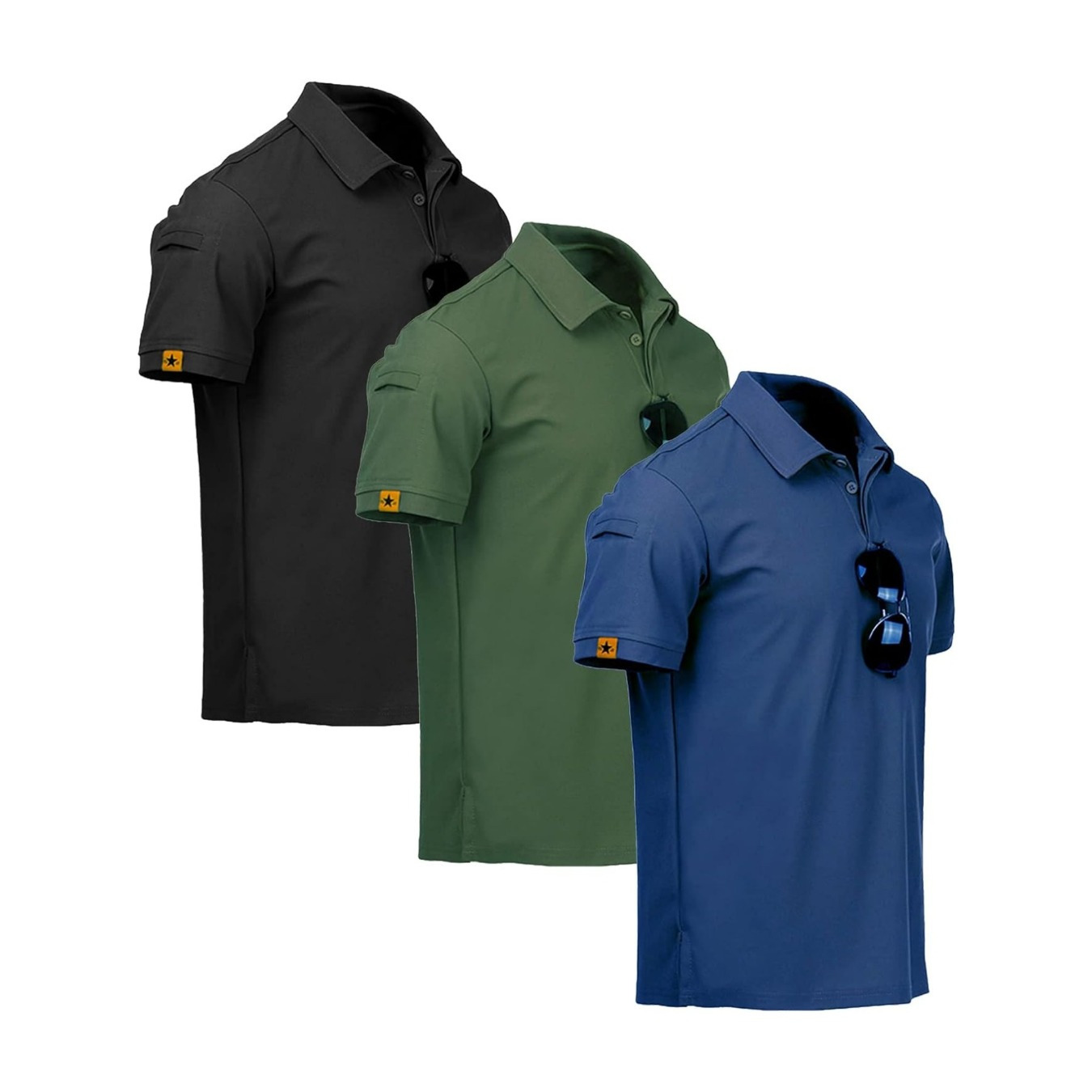 

3 Pack Mens Polo Shirts Quick-dry Cool Short Sleeve Sports Casual Tennis Golf Shirt For Men