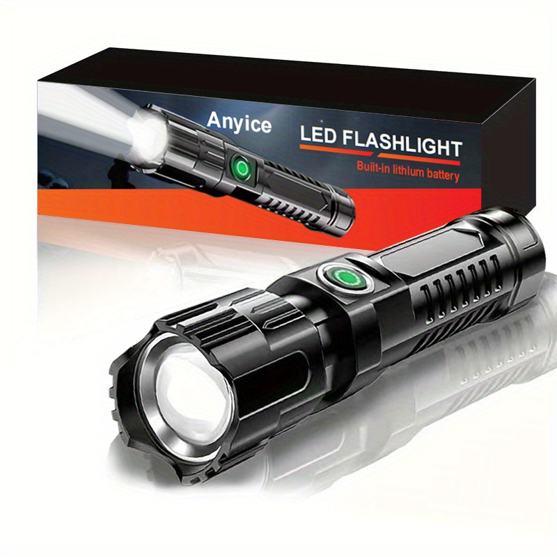 

1pc Led Flashlight, Super Bright Long-range Illumination, Retractable Design, Usb Rechargeable Flashlight, Portable Outdoor Torch For Camping & Hiking, With Hidden Usb Charging Port