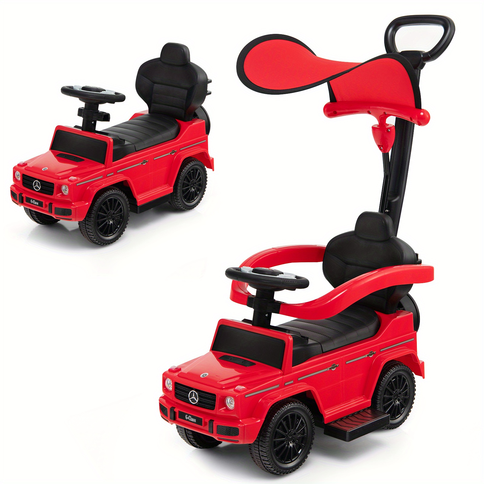 

Multigot 3 In 1 Ride On Push Car G350 Stroller Sliding Car W/ Canopy Red