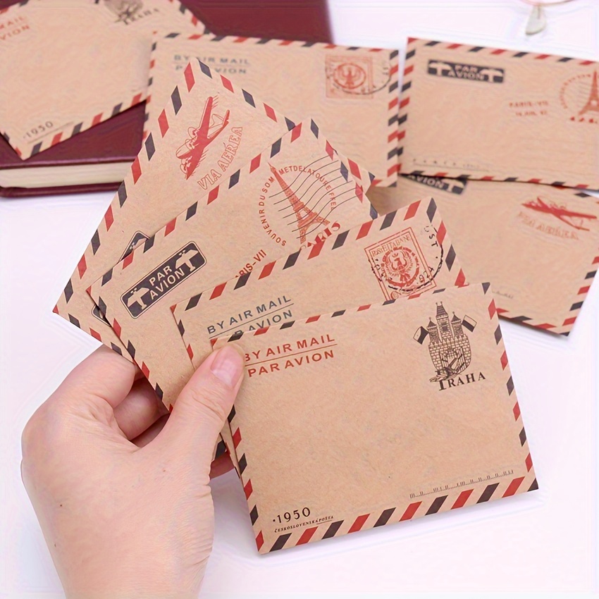 

Vintage Paris Mini Paper Envelopes - 10 Pcs, Perfect For Christmas, Kawaii Wedding Party Invitations, And Greeting Cards. Durable, Wax Seal Closure, And Matte Finish.