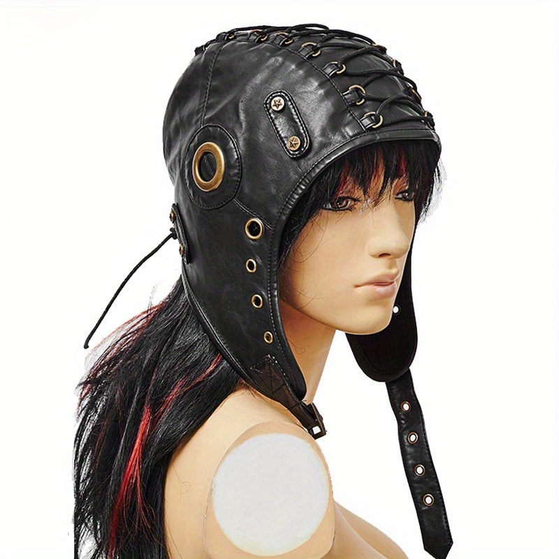 

Steampunk Leather Hat For - Medieval Style, Motorcycle Flight Cap With