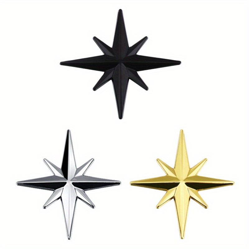 

2 Pieces, A Universal Compass Golden Car Sticker For Car Exterior Modification, Octagonal Star Tail Label Decoration Sticker, Side Label Creative