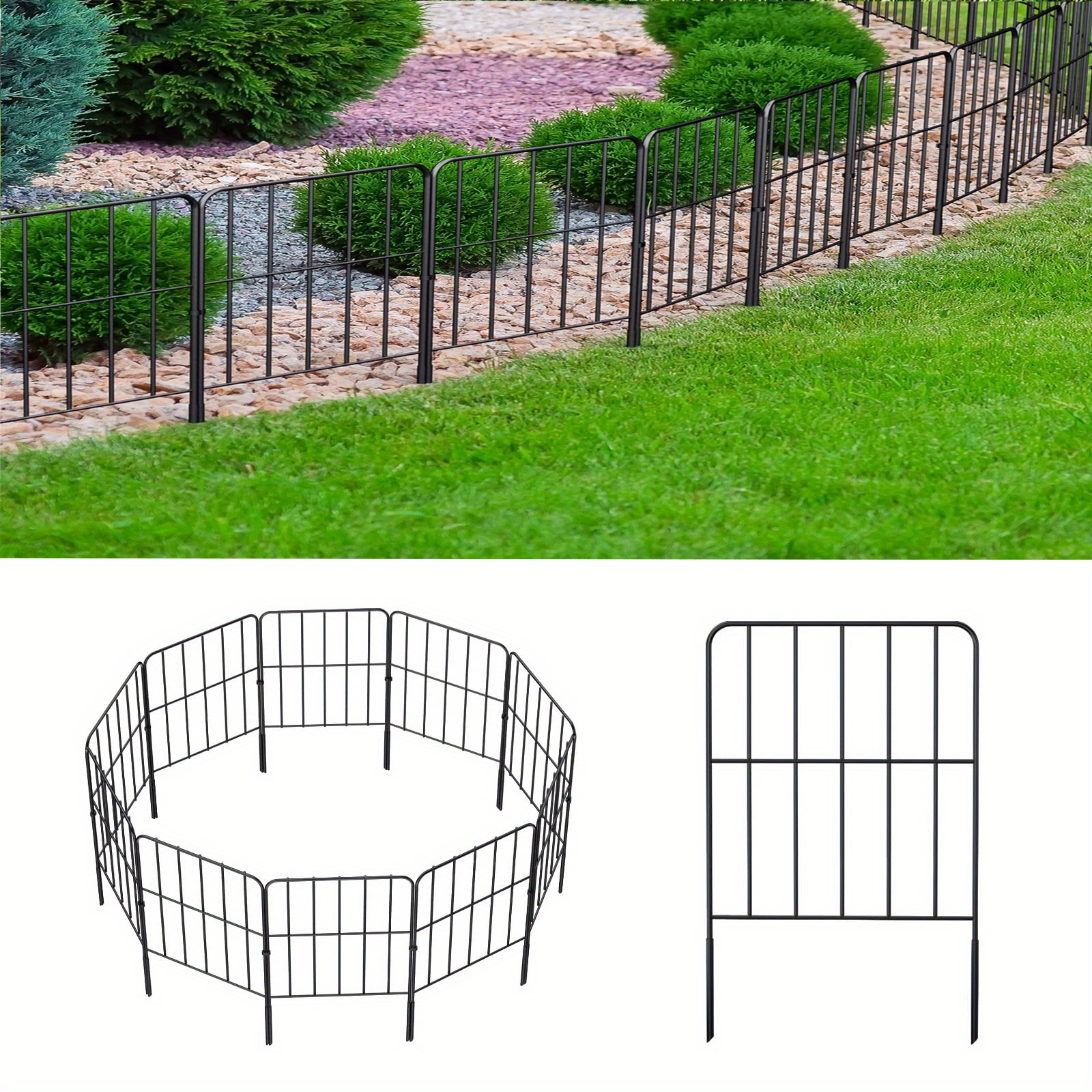 

10 Pack Garden Fence Border 23. 6 X 13 In Metal Rustproof Fence Panels Yard Decor, Rustproof Metal Wire Animal Border For Yard Outdoor Decor