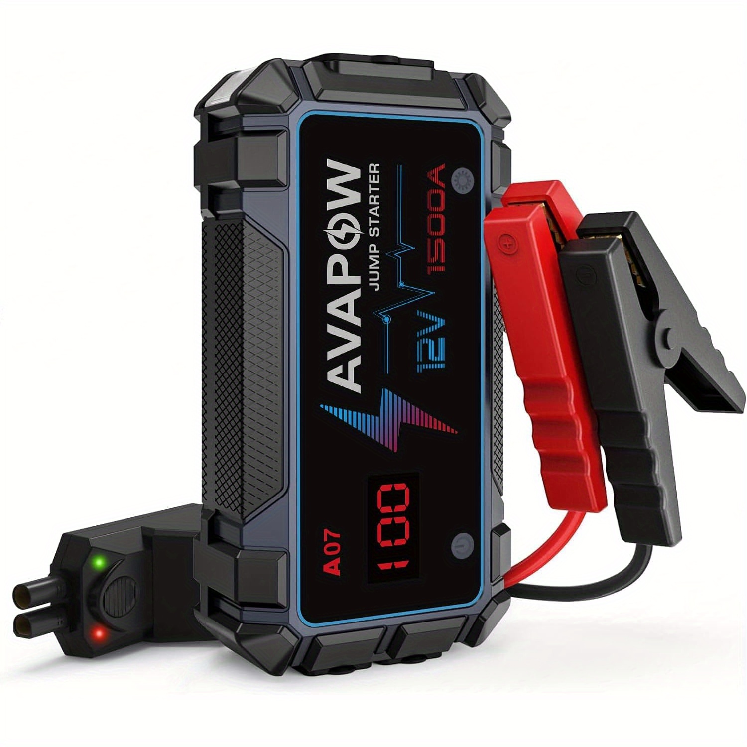 

Avapow Jump Starter 1500a Current Jumper Cables Kit For Car (upto 12v 7l Gas/5.5l Diesel Engine) With Usb Quick Charging And 400 Lumen Led Pack