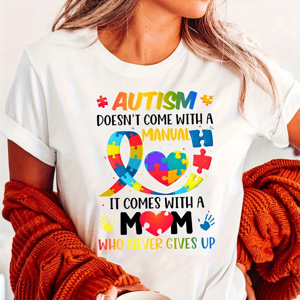 

Autism Mom T-, Sleeve Top For Summer & , Women's Clothing